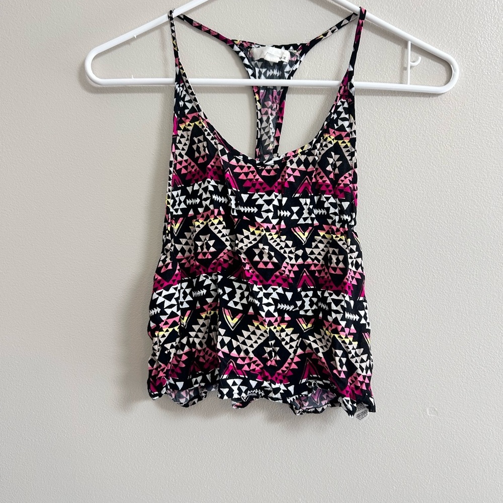 Garage Pink and Black Ruffled Crop Top